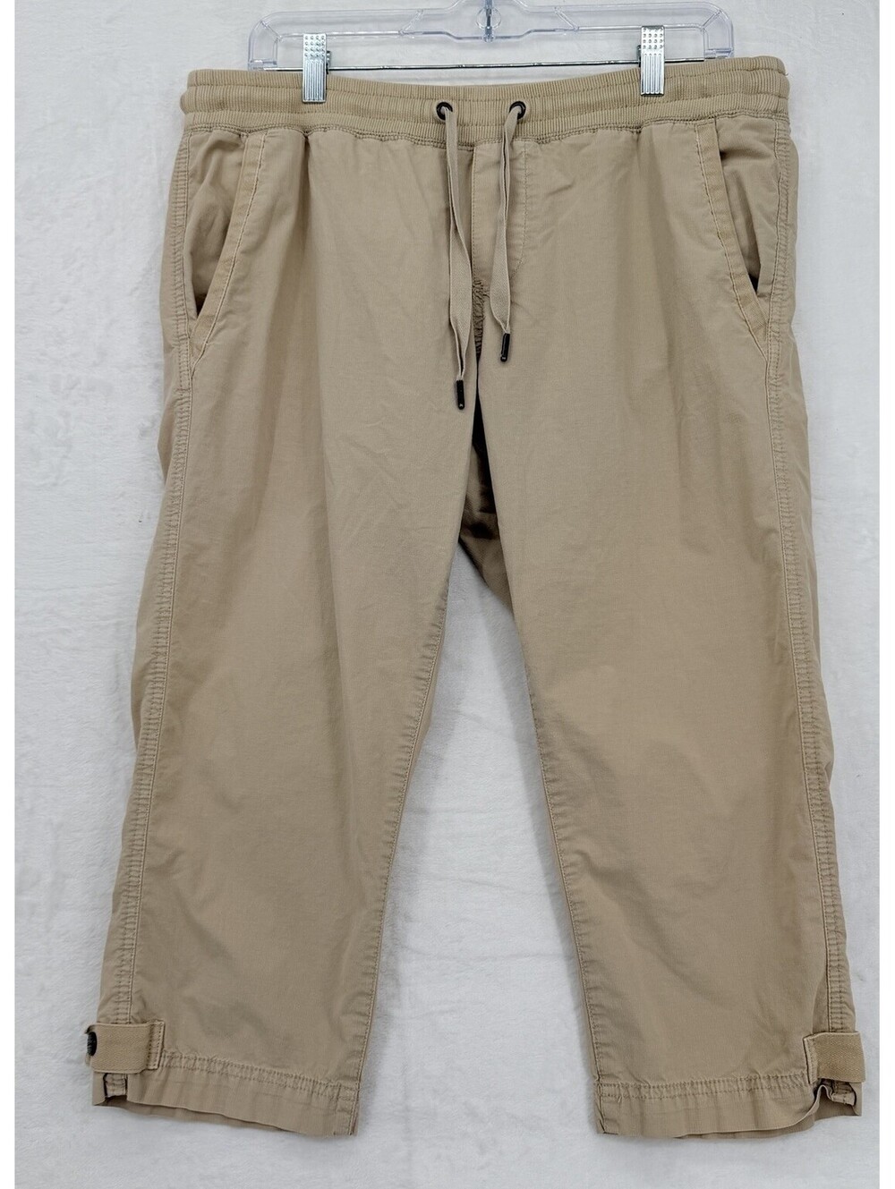 LL Bean Ripstop Capri Pants Medium Petite Womens Pull On Beige